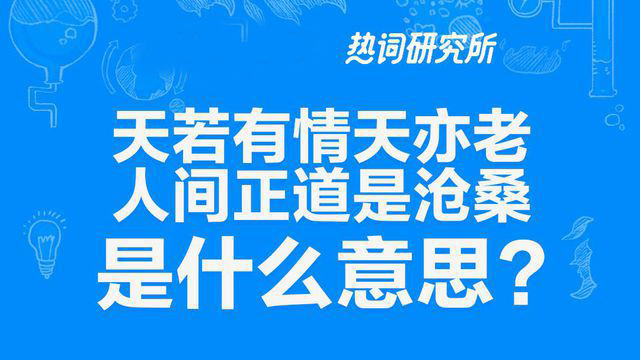 “天若有情天亦老，人间正道是沧桑”是什么意思？